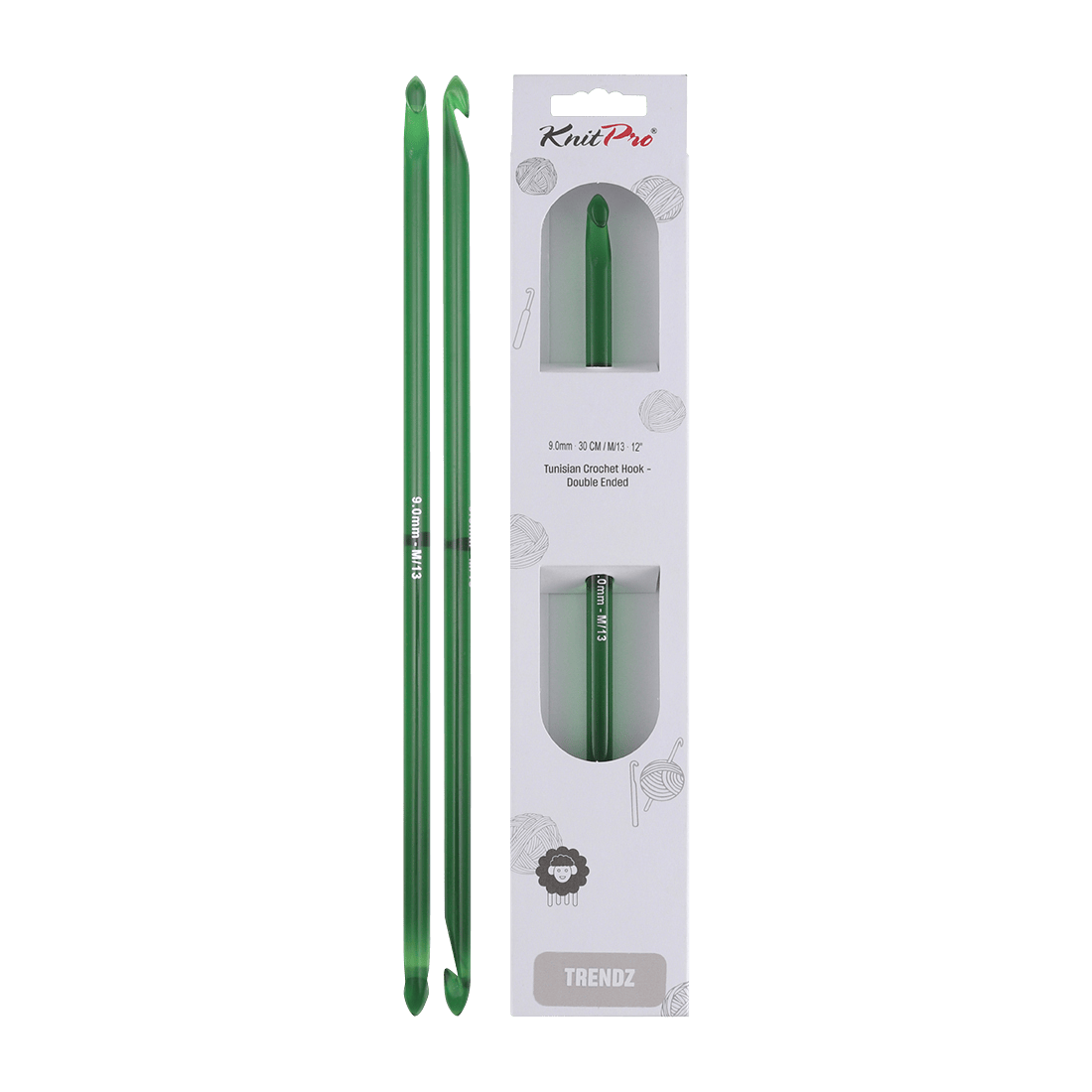 KnitPro Crochet Hooks 9.0mm KnitPro | Trendz | 30cm Double Ended Traditional Tunisian Crochet Hooks