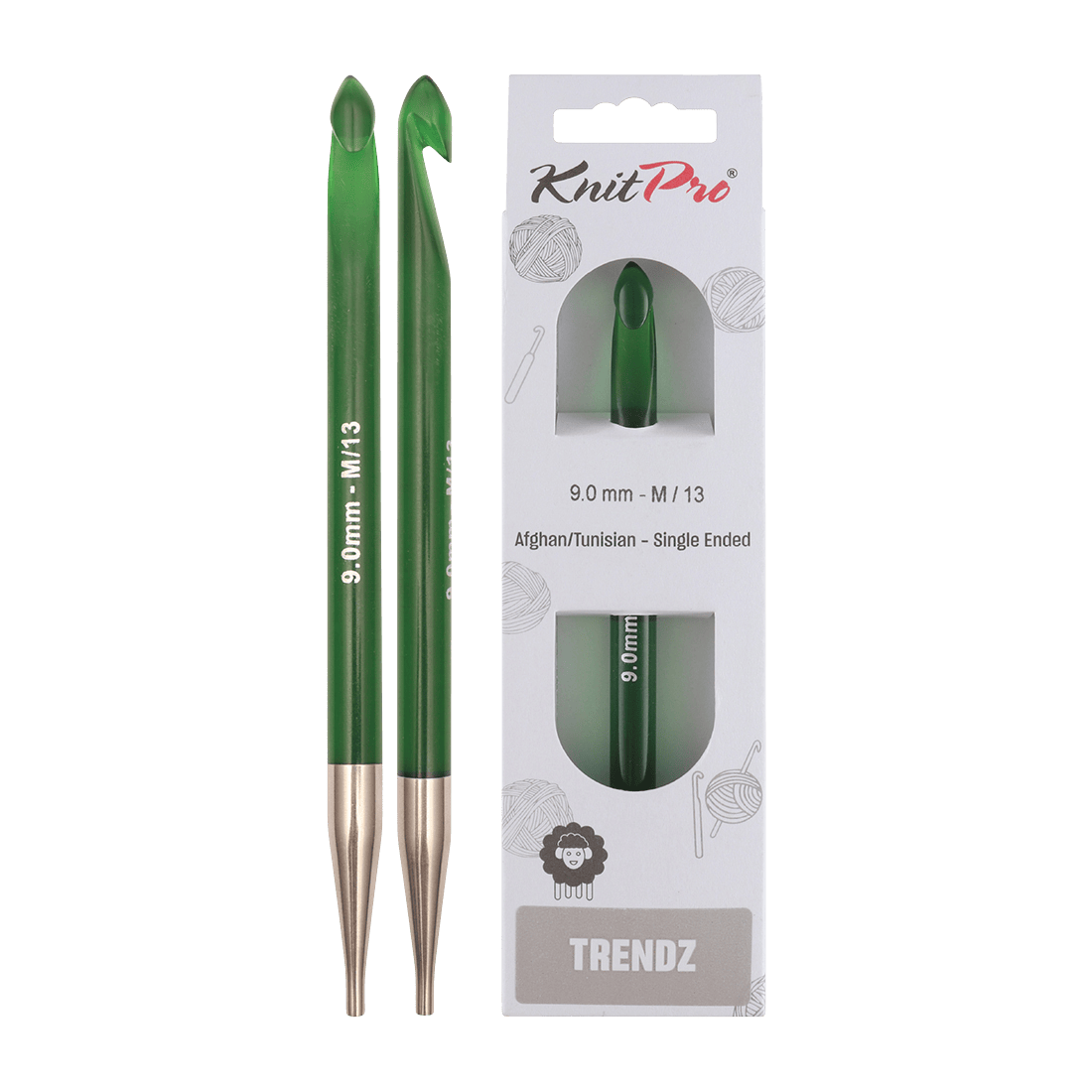 KnitPro Crochet Hooks 9.0mm KnitPro | Trendz | Single Ended Afghan / Tunisian Crochet Hooks