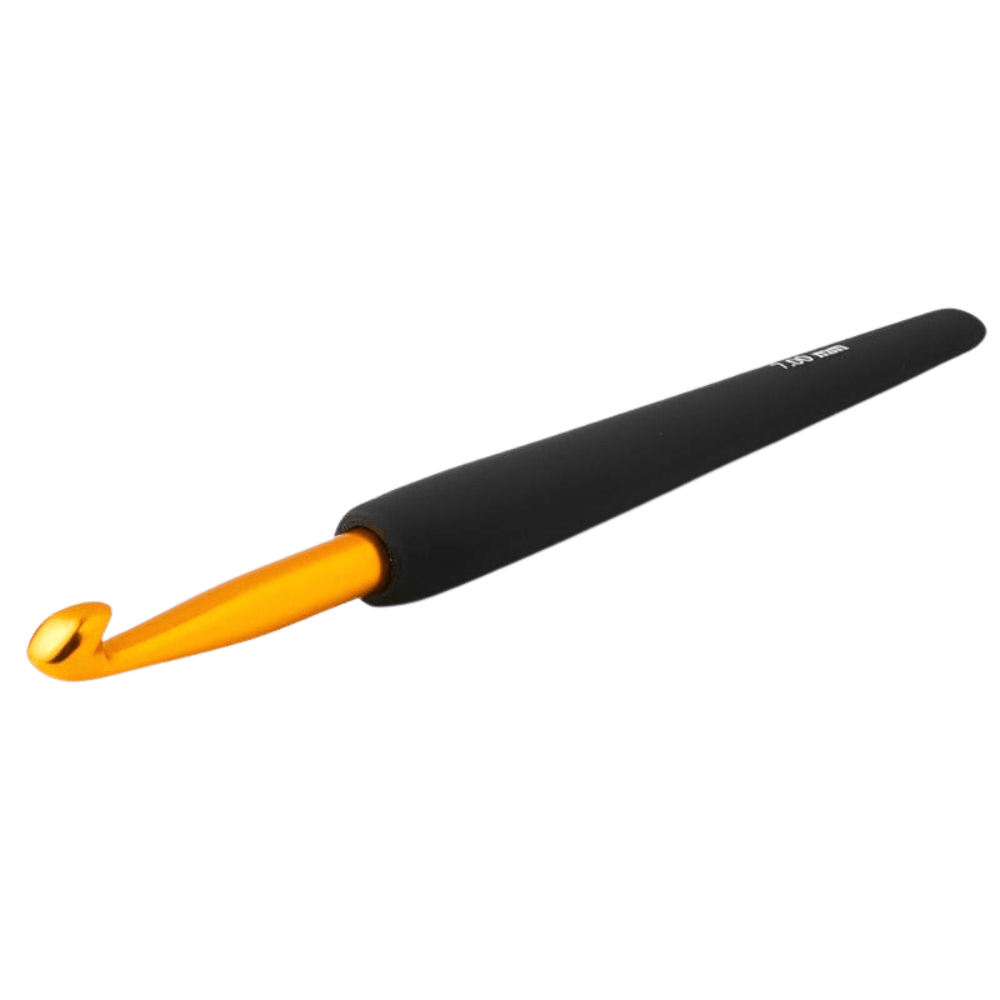 KnitPro Crochet Hooks Gold Anodised Aluminium Hook / 2.00mm | US size 0 KnitPro | Gold / Silver Aluminium Single Ended Crochet Hooks | Soft Black Handles