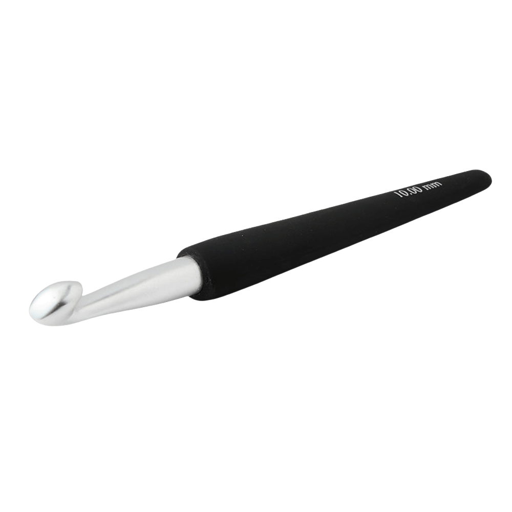 KnitPro Crochet Hooks Silver Anodised Aluminium Hook / 2.00mm | US size 0 KnitPro | Gold / Silver Aluminium Single Ended Crochet Hooks | Soft Black Handles