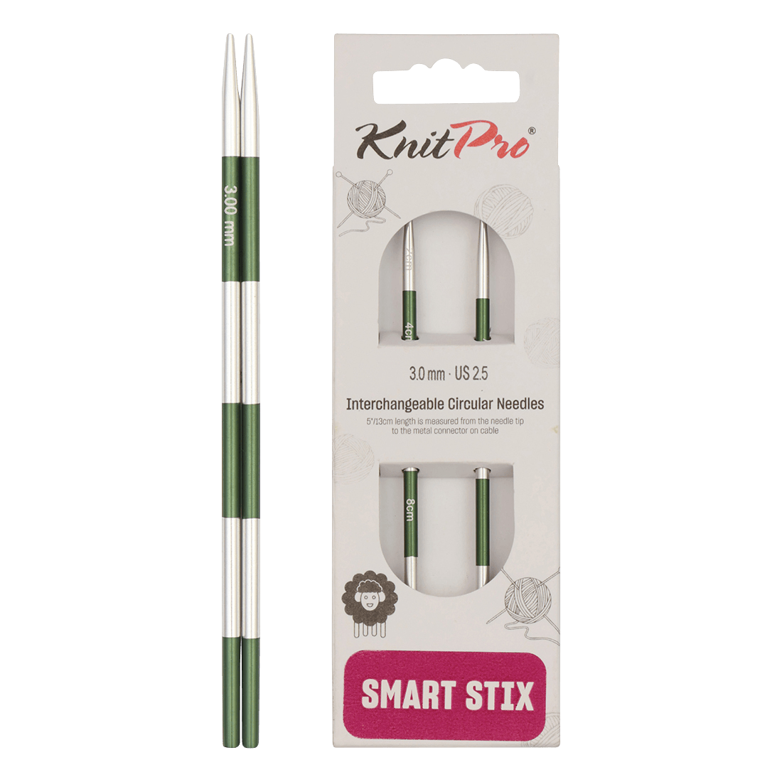 KnitPro Knitting Needles 10 cm Interchangeable Needle Tips / 3.0mm KnitPro | SmartStix | Interchangeable Knitting Needle Tips