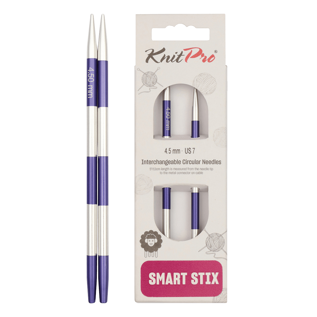KnitPro Knitting Needles 10 cm Interchangeable Needle Tips / 4.5mm KnitPro | SmartStix | Interchangeable Knitting Needle Tips