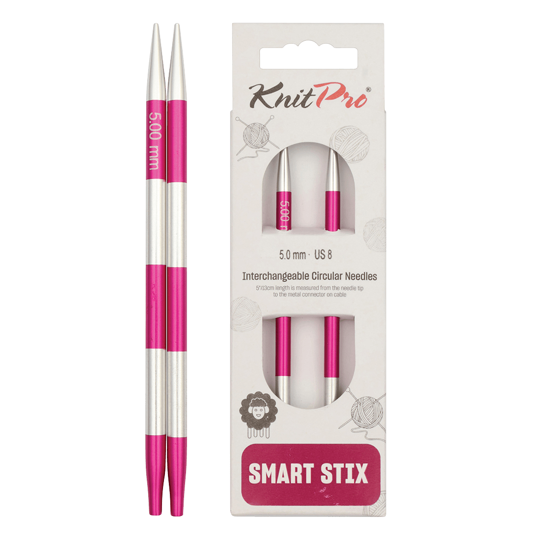 KnitPro Knitting Needles 10 cm Interchangeable Needle Tips / 5.0mm KnitPro | SmartStix | Interchangeable Knitting Needle Tips