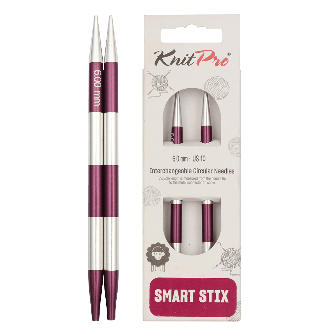KnitPro Knitting Needles 10 cm Interchangeable Needle Tips / 6.0mm KnitPro | SmartStix | Interchangeable Knitting Needle Tips