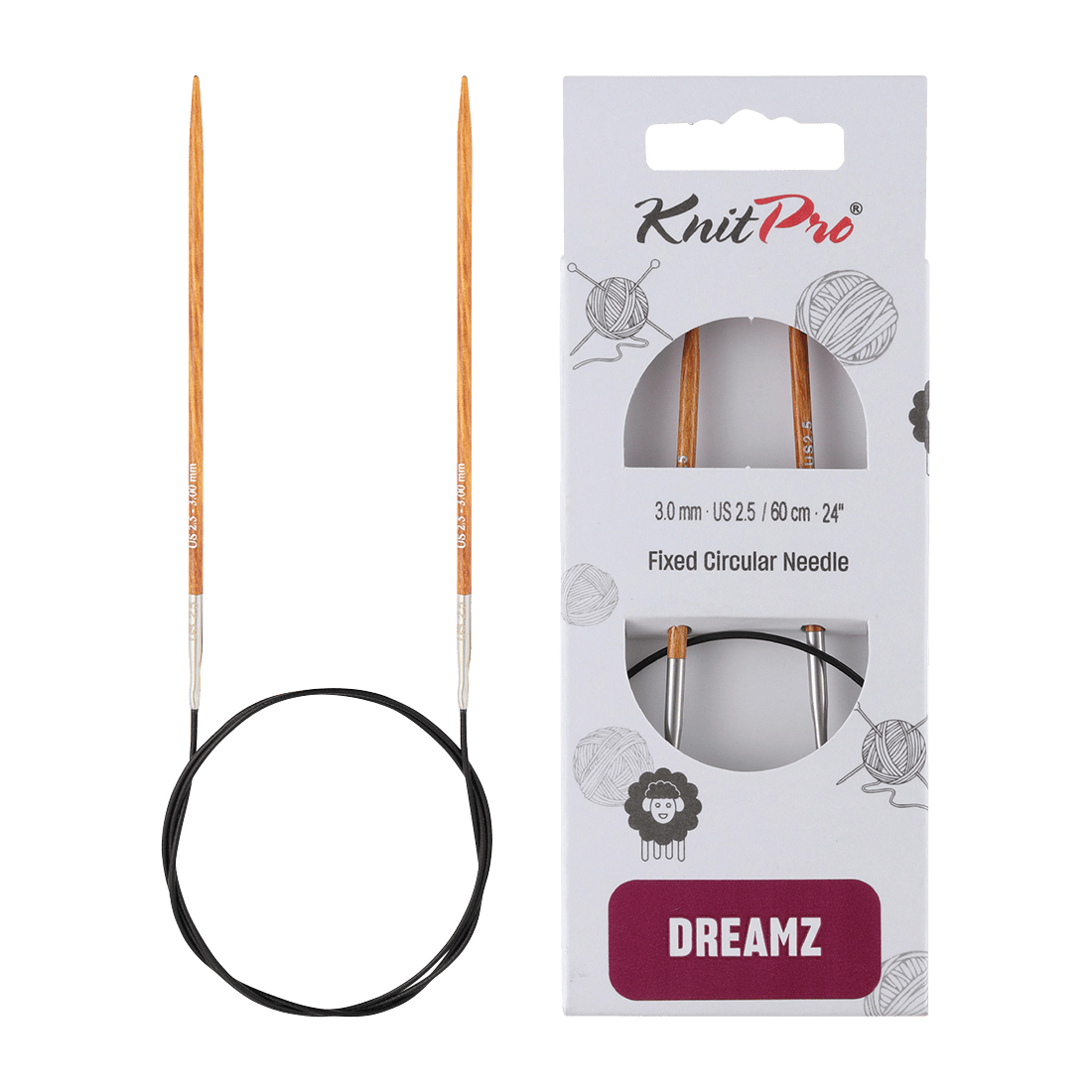 KnitPro Knitting Needles 100cm / 3.0mm KnitPro | Dreamz | Fixed Circular Knitting Needles