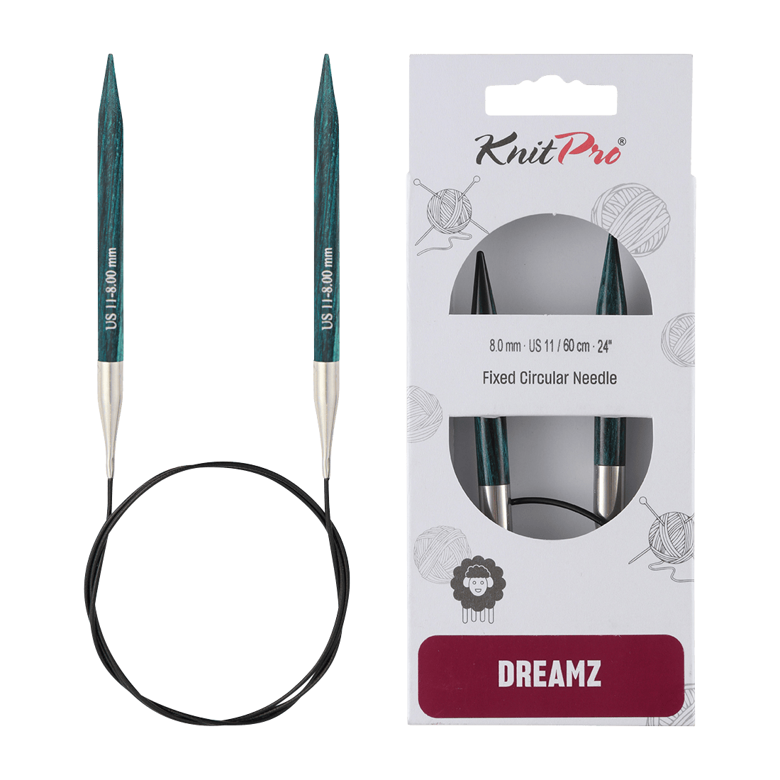 KnitPro Knitting Needles 100cm / 8.0mm KnitPro | Dreamz | Fixed Circular Knitting Needles