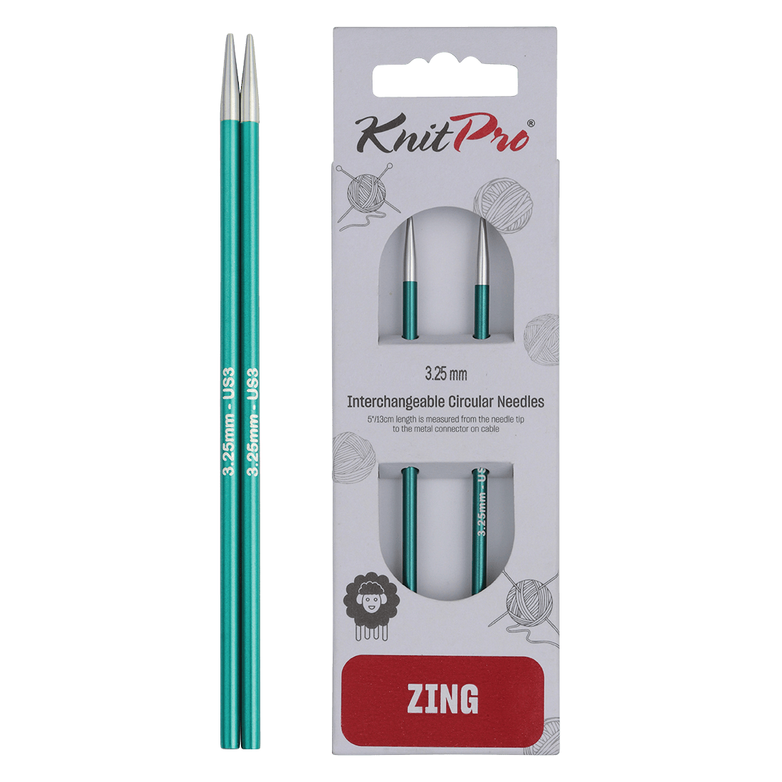 KnitPro Knitting Needles 10cm / 3.25mm KnitPro | Zing | Interchangeable Knitting Needle Tips