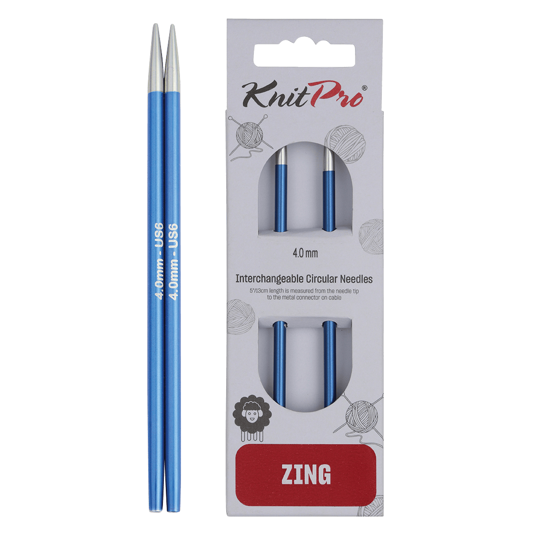 KnitPro Knitting Needles 10cm / 4.0mm KnitPro | Zing | Interchangeable Knitting Needle Tips