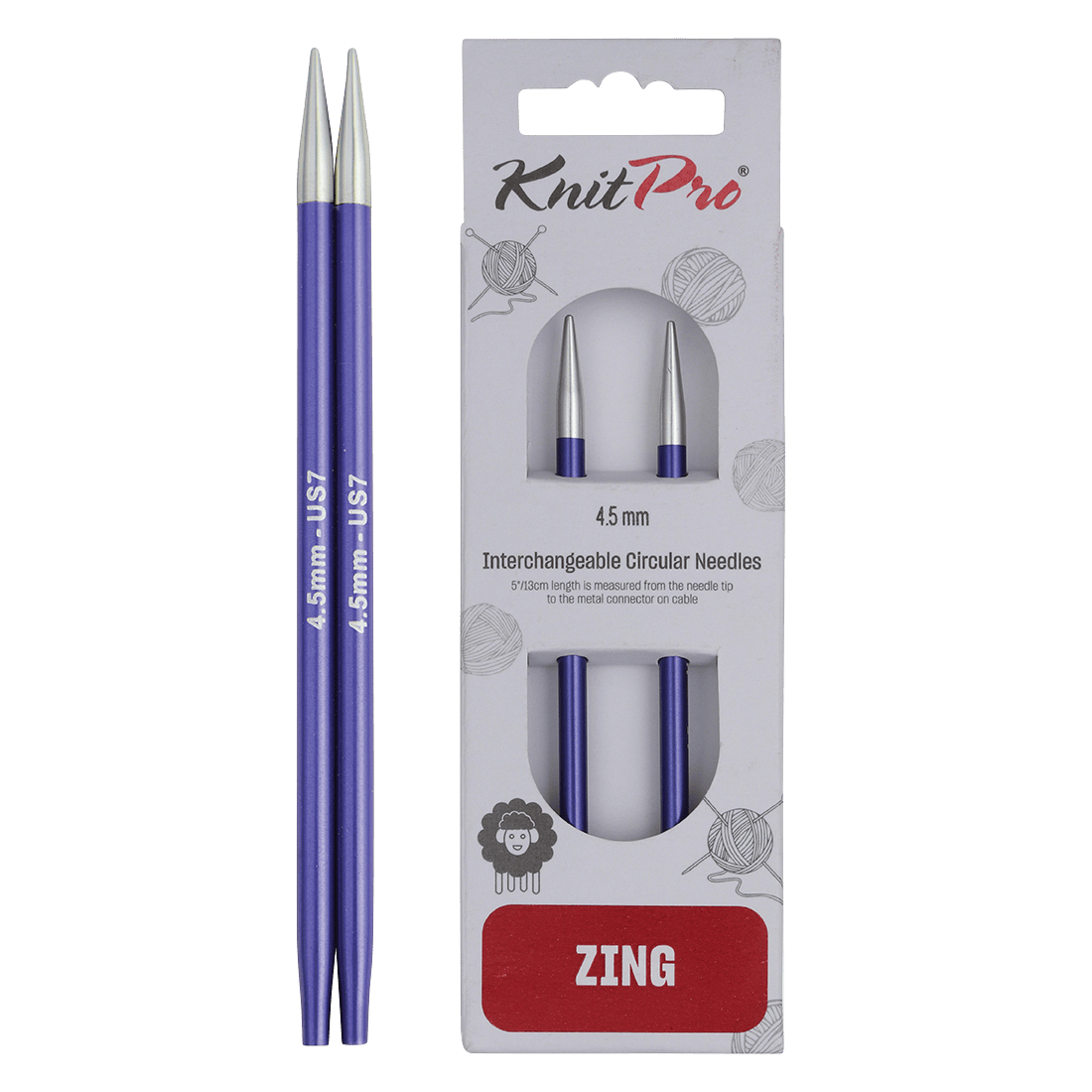 KnitPro Knitting Needles 10cm / 4.5mm KnitPro | Zing | Interchangeable Knitting Needle Tips