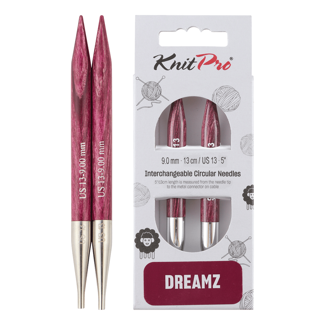 KnitPro Knitting Needles 10cm / 9.0mm KnitPro | Dreamz | Interchangeable Knitting Needle Tips