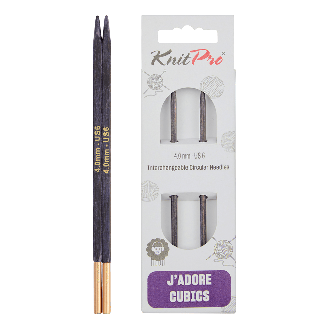 KnitPro Knitting Needles 10cm Interchangeable Needles / 4.0mm KnitPro | J'adore Cubics | Interchangeable Knitting Needle Tips