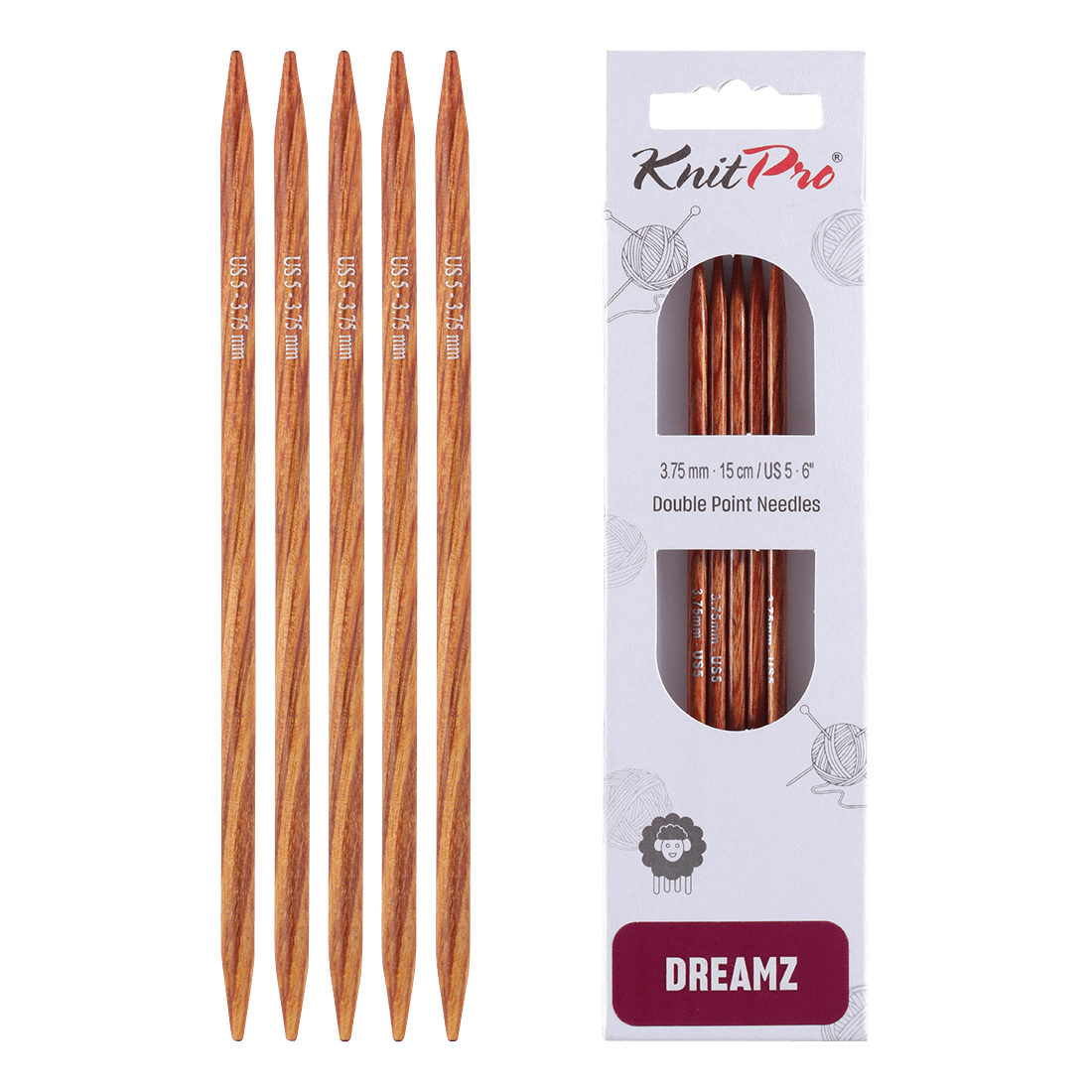 KnitPro Knitting Needles 12.5cm / 3.75mm KnitPro | Dreamz | Double Pointed Knitting Needles