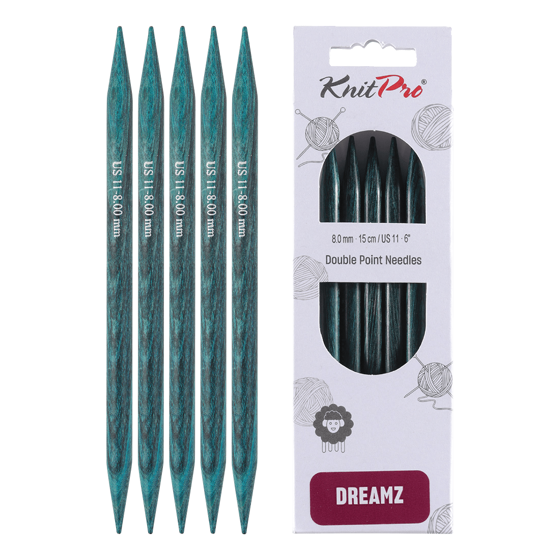 KnitPro Knitting Needles 12.5cm / 8.0mm KnitPro | Dreamz | Double Pointed Knitting Needles