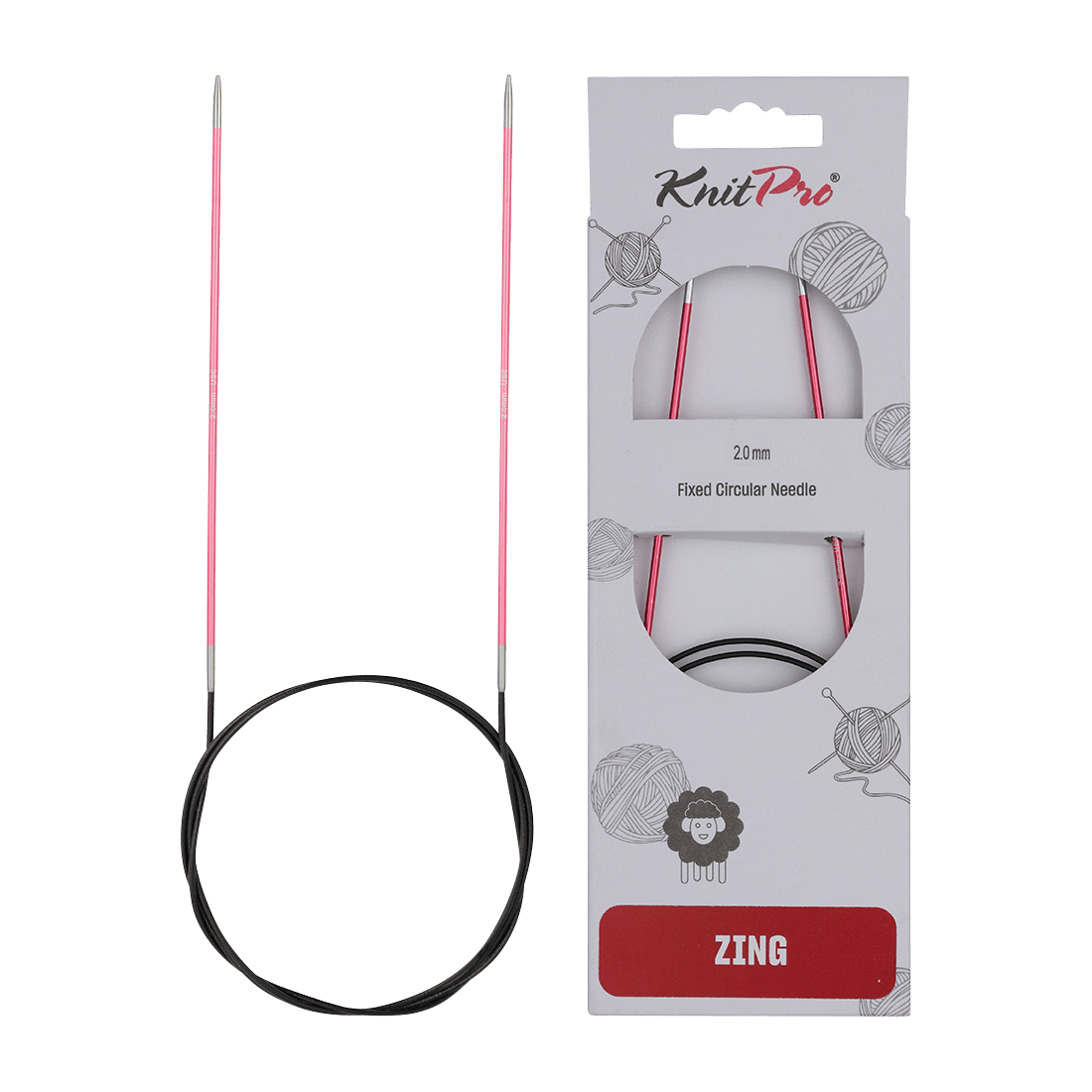 KnitPro Knitting Needles 120cm / 2.0mm KnitPro | Zing | Fixed Circular Knitting Needles
