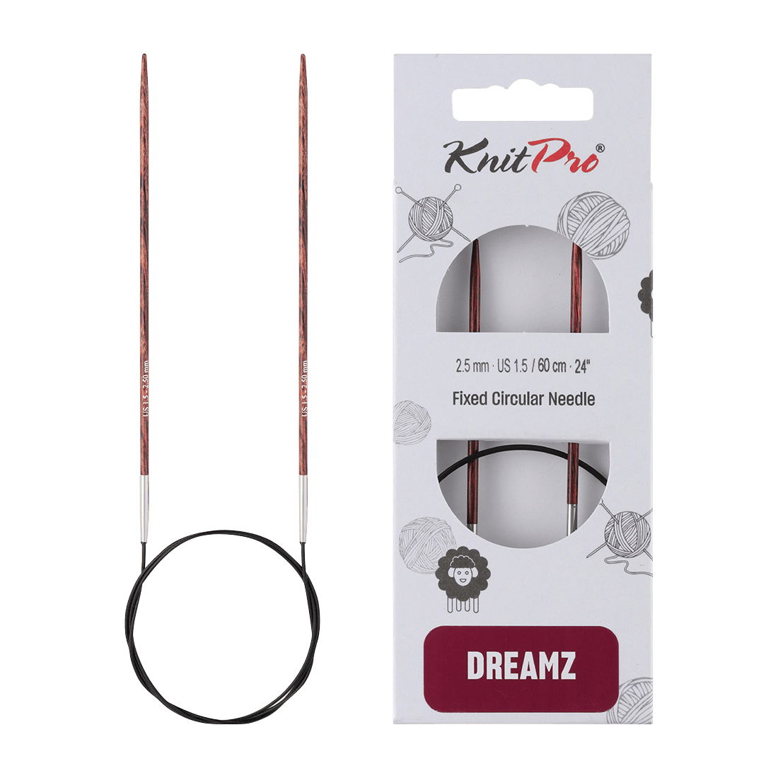KnitPro Knitting Needles 120cm / 2.5mm KnitPro | Dreamz | Fixed Circular Knitting Needles