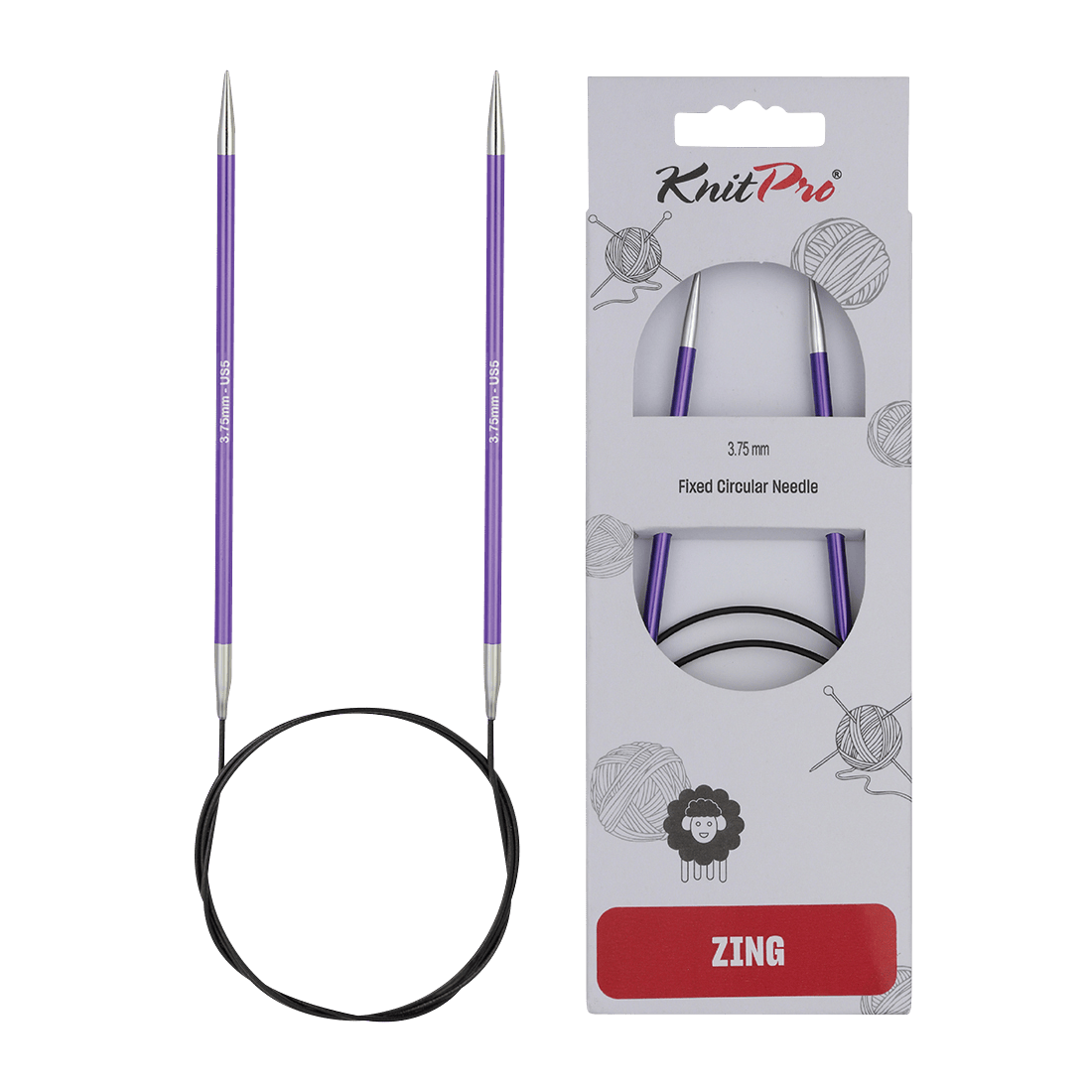 KnitPro Knitting Needles 120cm / 3.75mm KnitPro | Zing | Fixed Circular Knitting Needles