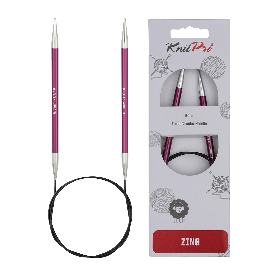 KnitPro Knitting Needles 120cm / 6.0mm KnitPro | Zing | Fixed Circular Knitting Needles