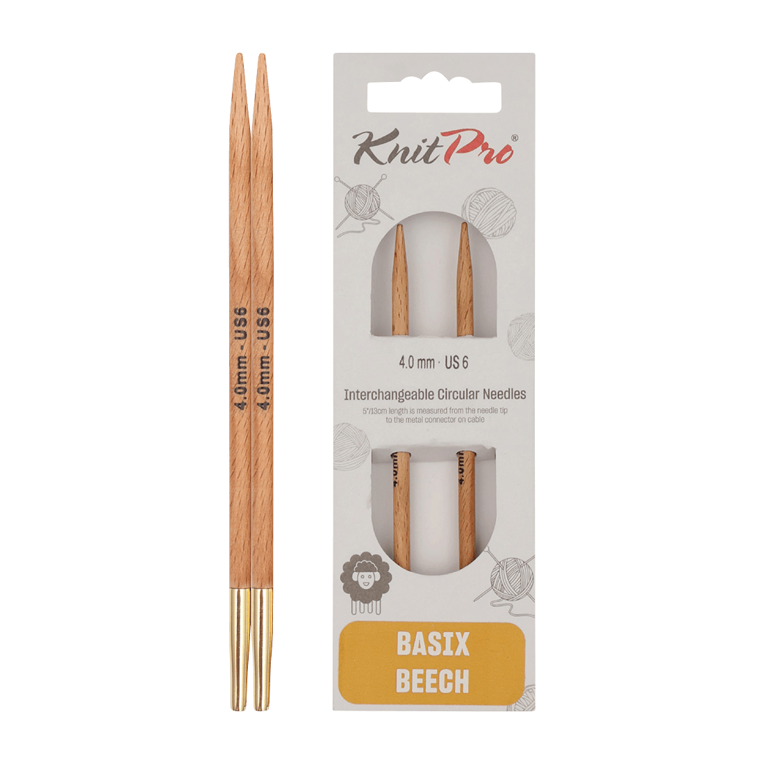 KnitPro Knitting Needles 13cm / 3.0mm KnitPro | Basix Beech | Interchangeable Knitting Needle Tips