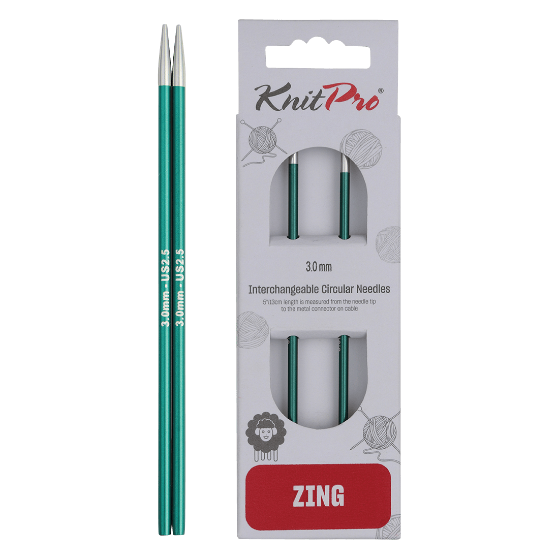 KnitPro Knitting Needles 13cm / 3.0mm KnitPro | Zing | Interchangeable Knitting Needle Tips