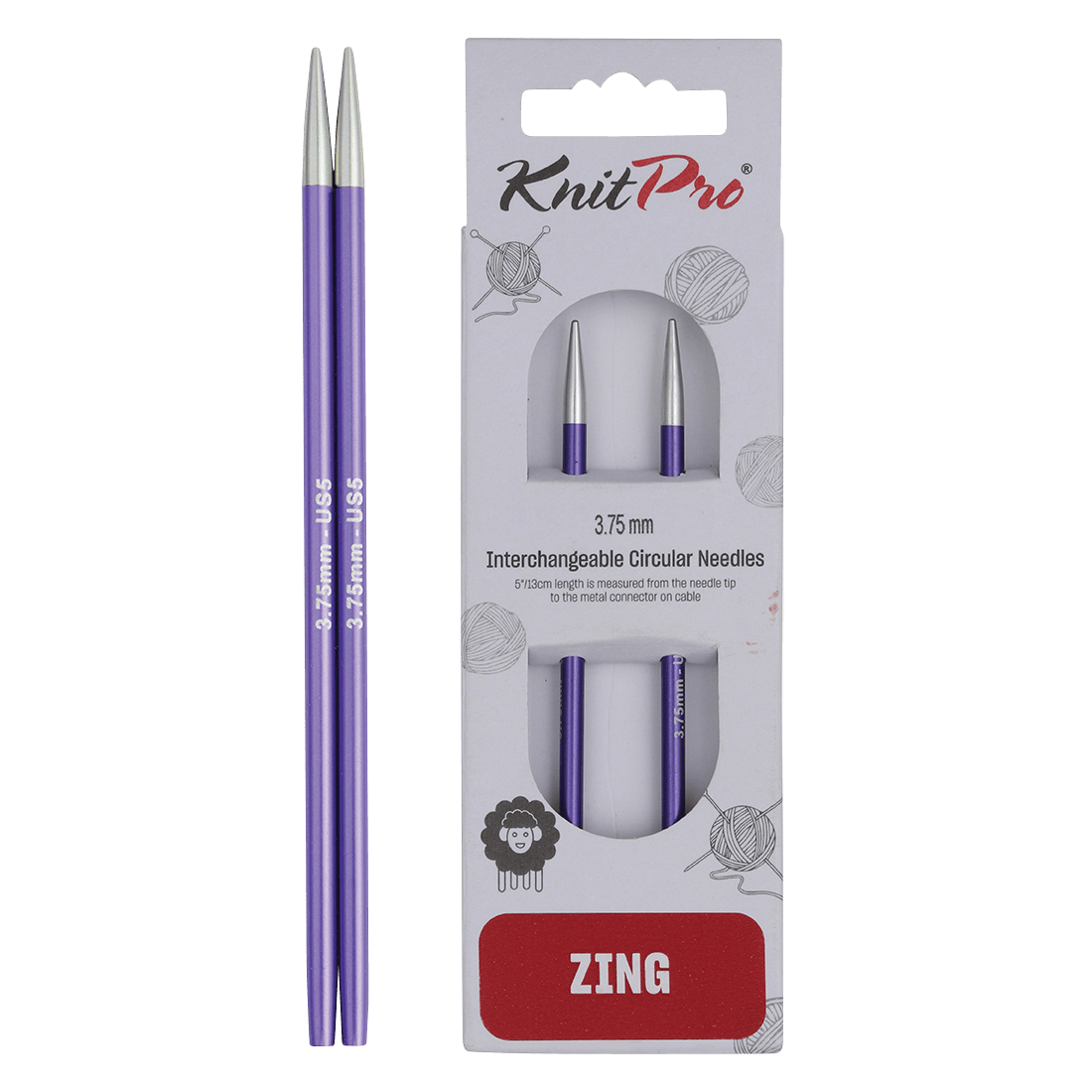KnitPro Knitting Needles 13cm / 3.75mm KnitPro | Zing | Interchangeable Knitting Needle Tips