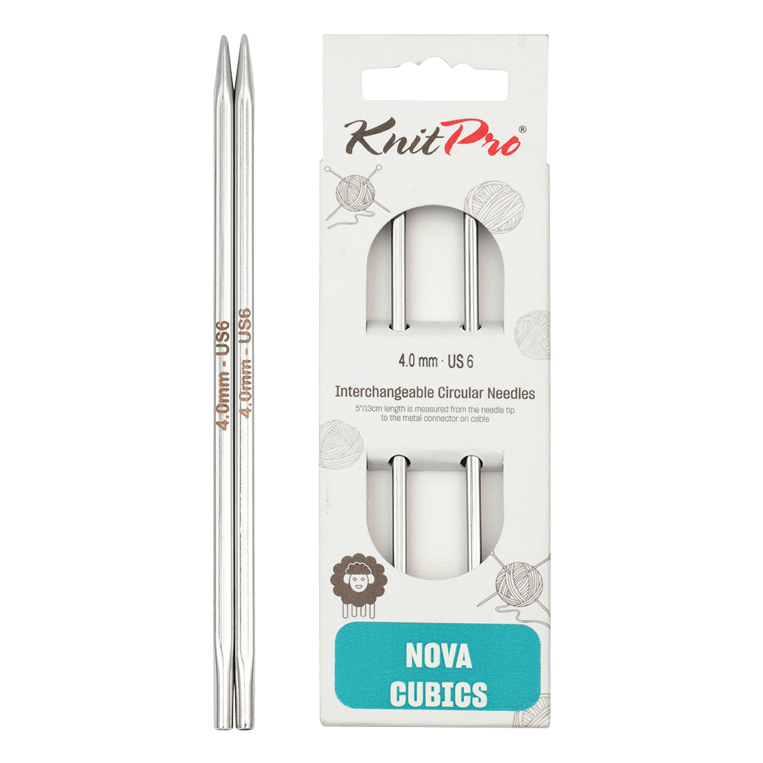 KnitPro Knitting Needles 13cm / 4.0mm KnitPro | Nova Cubics | Interchangeable Knitting Needle Tips
