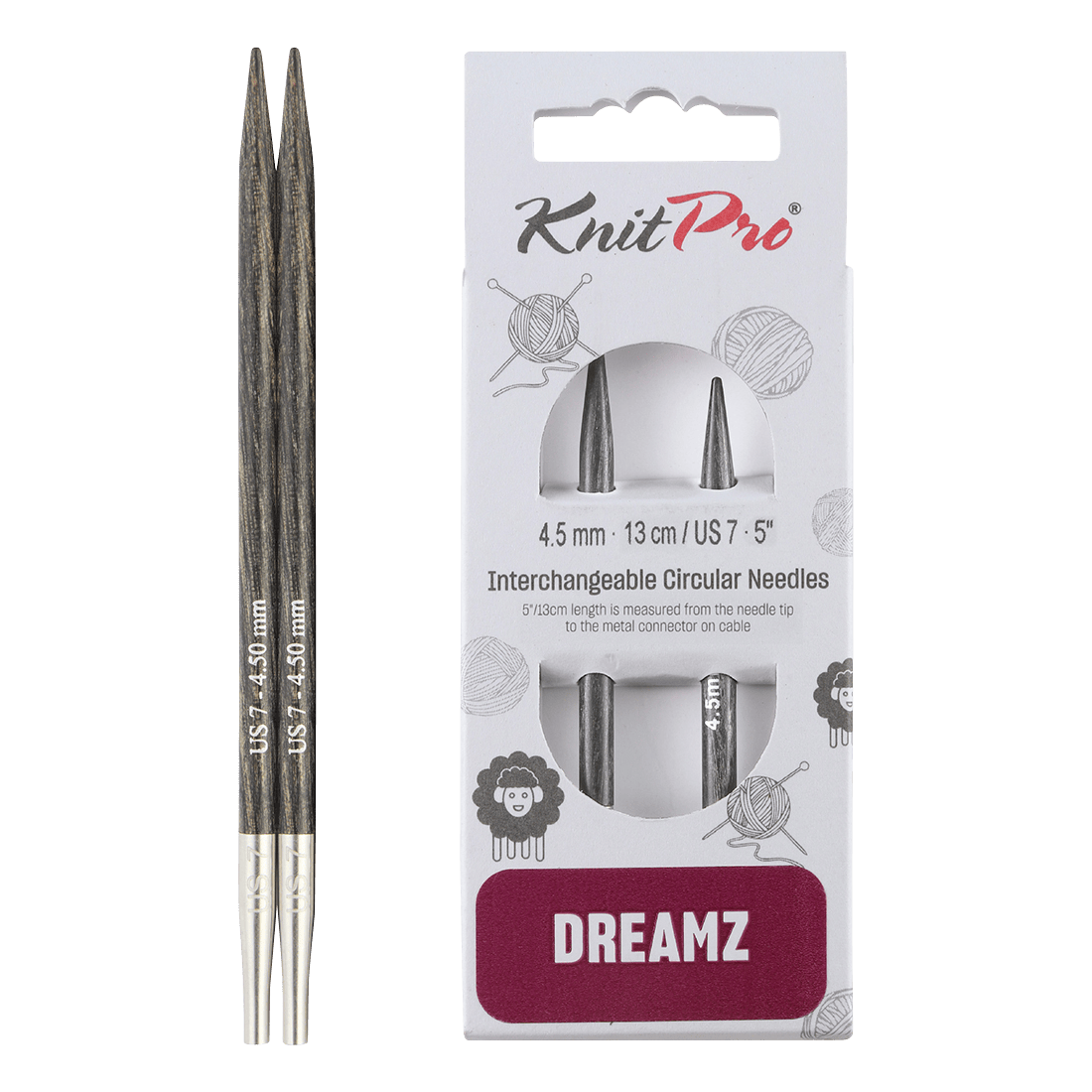 KnitPro Knitting Needles 13cm / 4.5mm KnitPro | Dreamz | Interchangeable Knitting Needle Tips