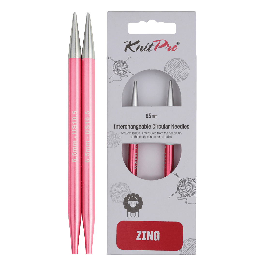 KnitPro Knitting Needles 13cm / 6.5mm KnitPro | Zing | Interchangeable Knitting Needle Tips