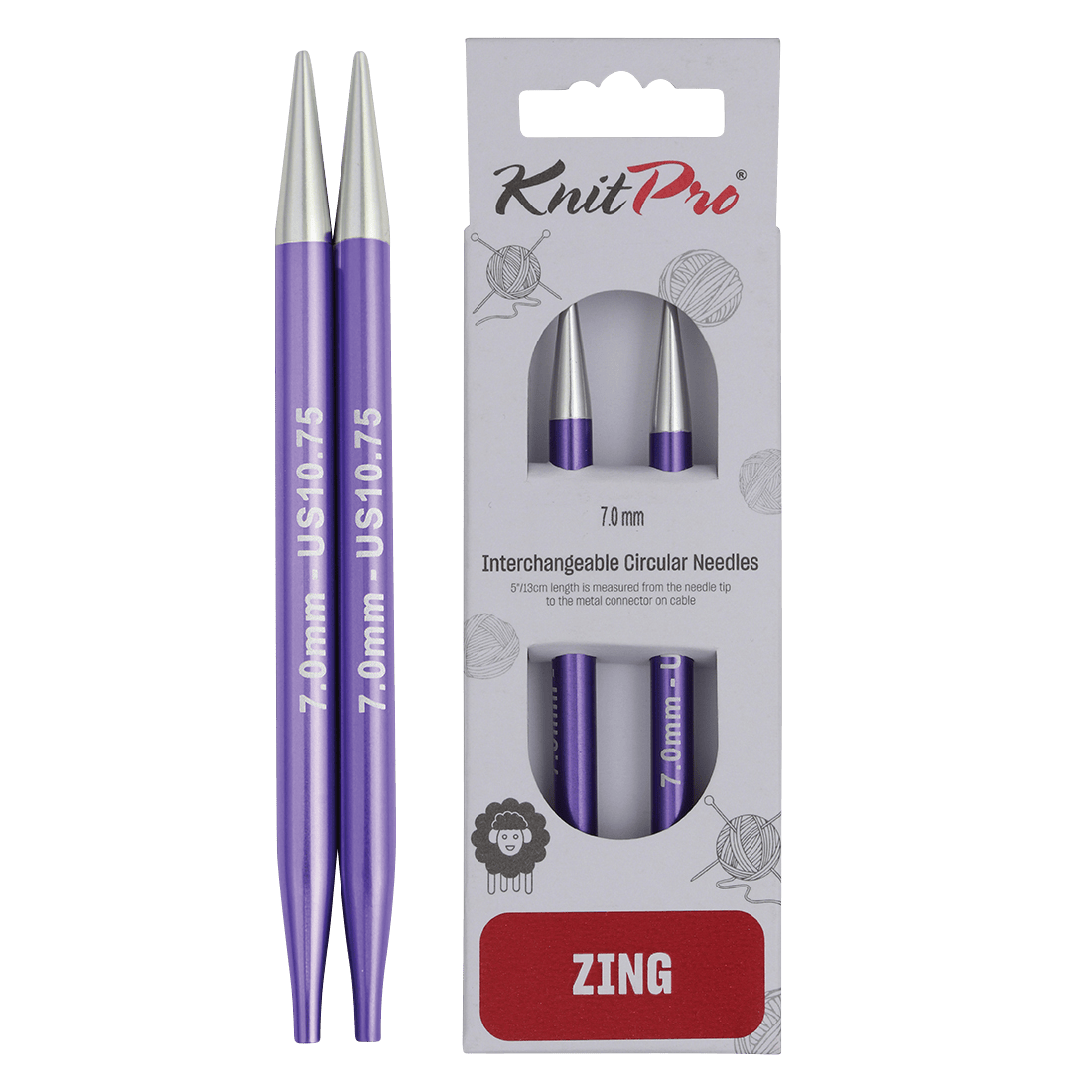 KnitPro Knitting Needles 13cm / 7.0mm KnitPro | Zing | Interchangeable Knitting Needle Tips