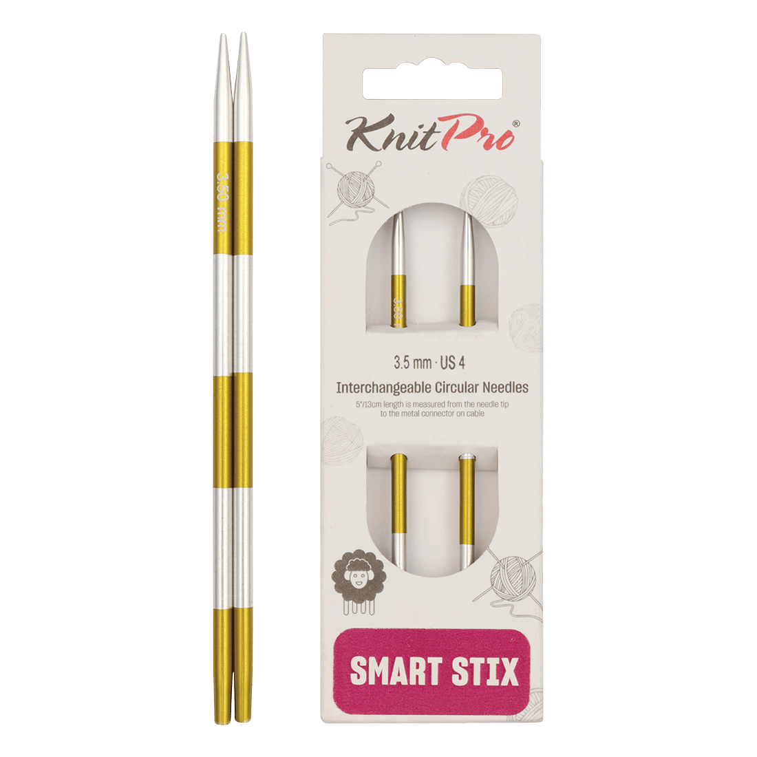 KnitPro Knitting Needles 14cm Interchangeable Needle Tips / 3.5mm KnitPro | SmartStix | Interchangeable Knitting Needle Tips