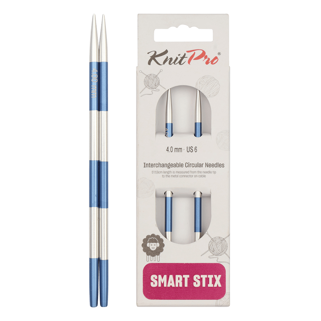 KnitPro Knitting Needles 14cm Interchangeable Needle Tips / 4.0mm KnitPro | SmartStix | Interchangeable Knitting Needle Tips