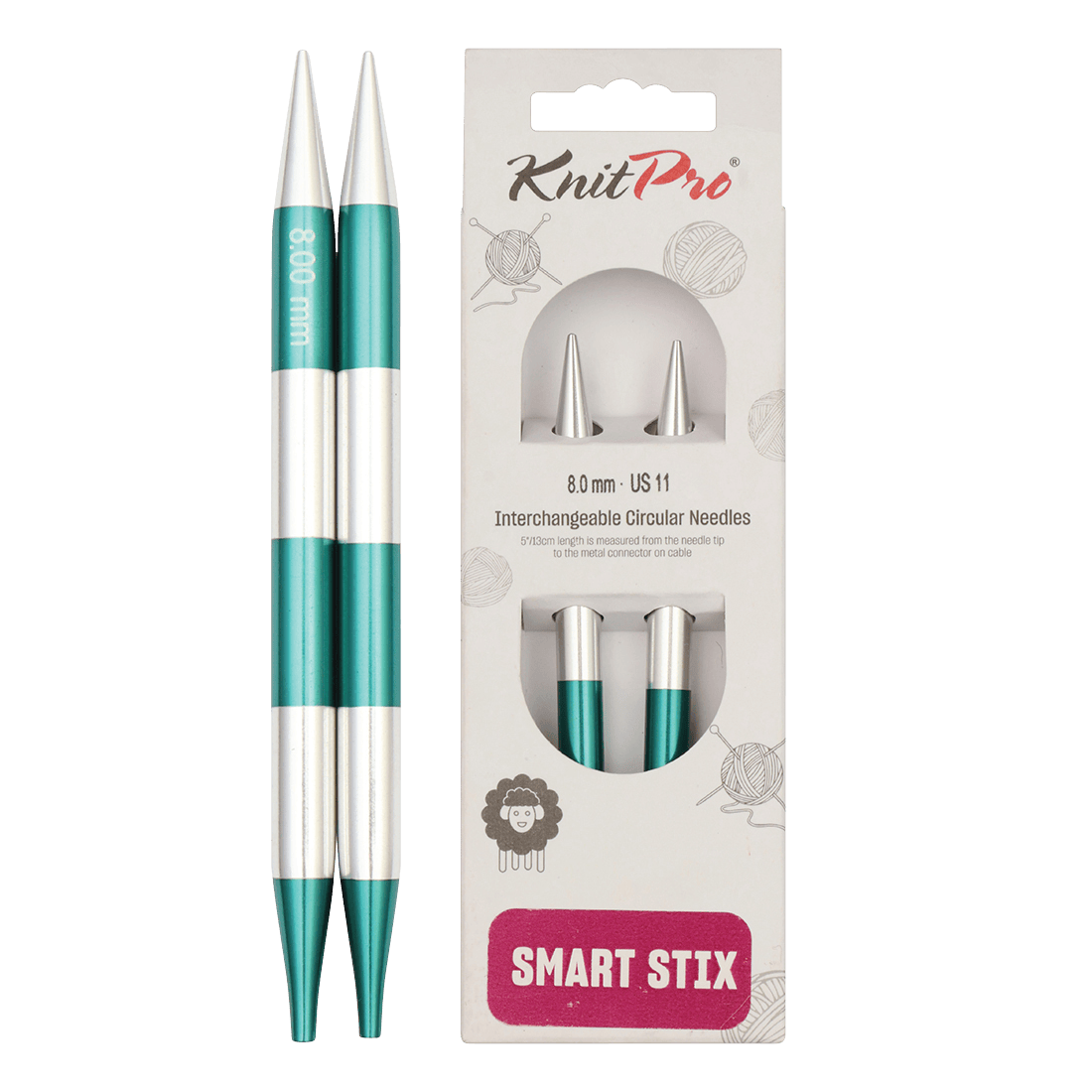 KnitPro Knitting Needles 14cm Interchangeable Needle Tips / 8.0mm KnitPro | SmartStix | Interchangeable Knitting Needle Tips