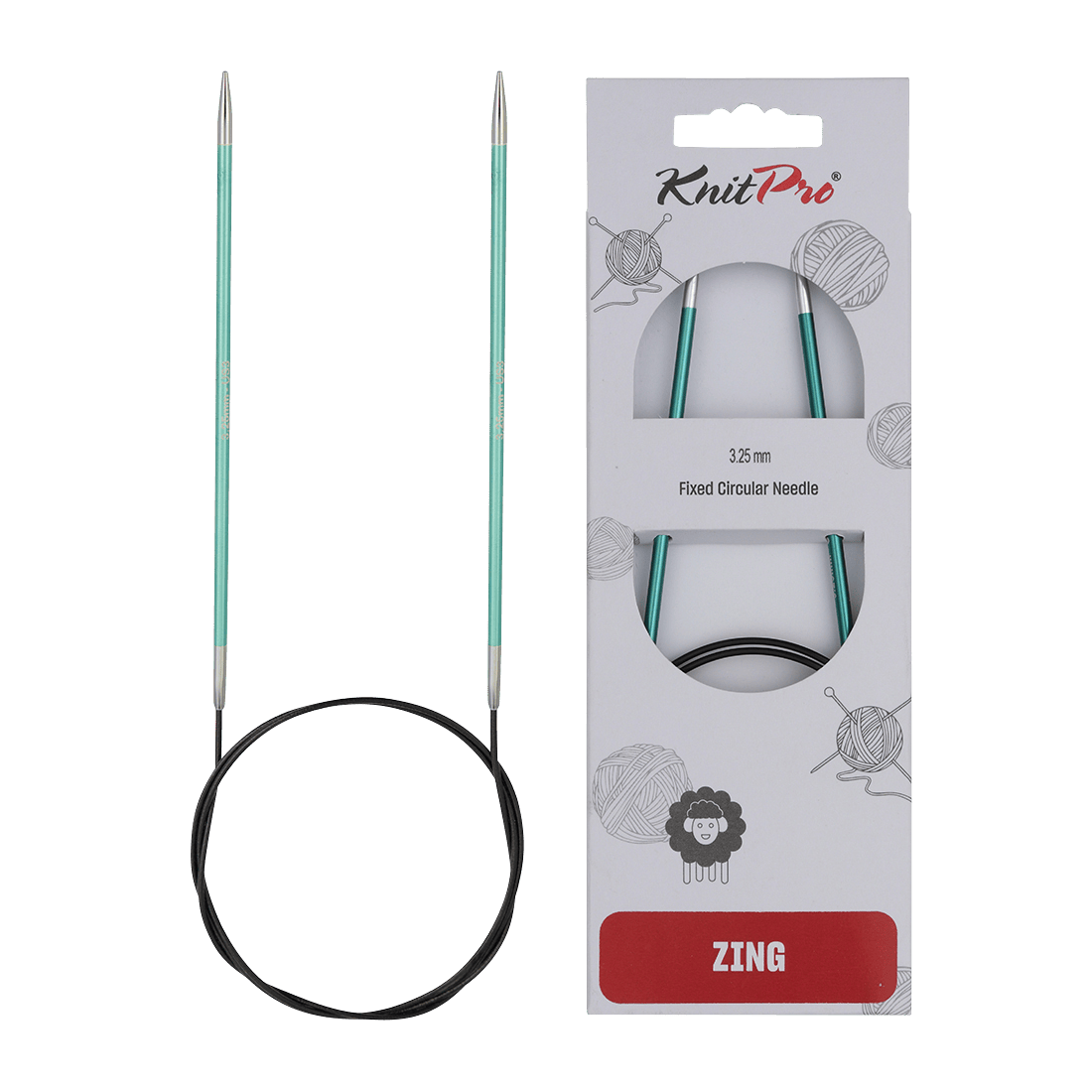 KnitPro Knitting Needles 150cm / 3.25mm KnitPro | Zing | Fixed Circular Knitting Needles