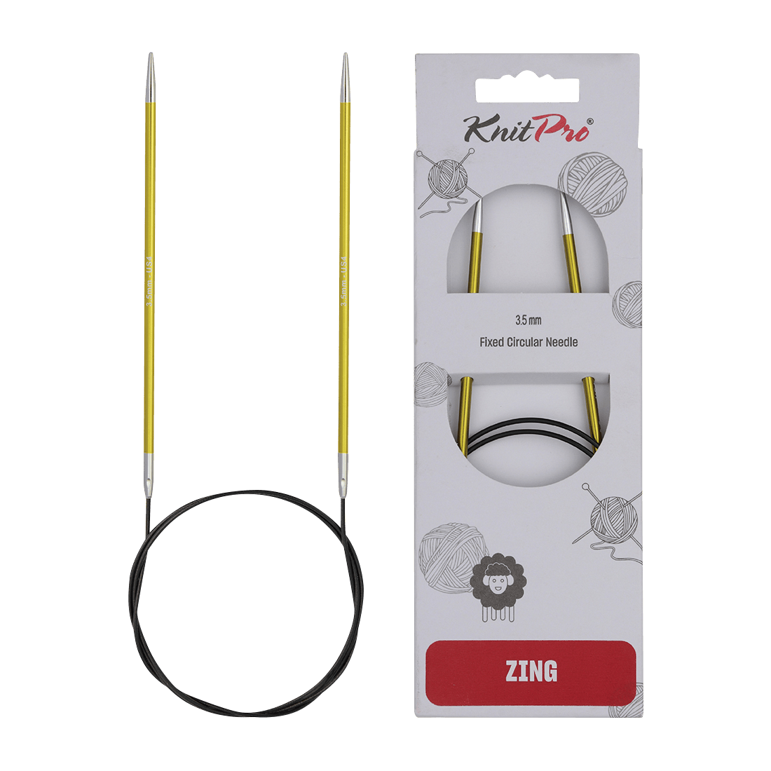KnitPro Knitting Needles 150cm / 3.5mm KnitPro | Zing | Fixed Circular Knitting Needles
