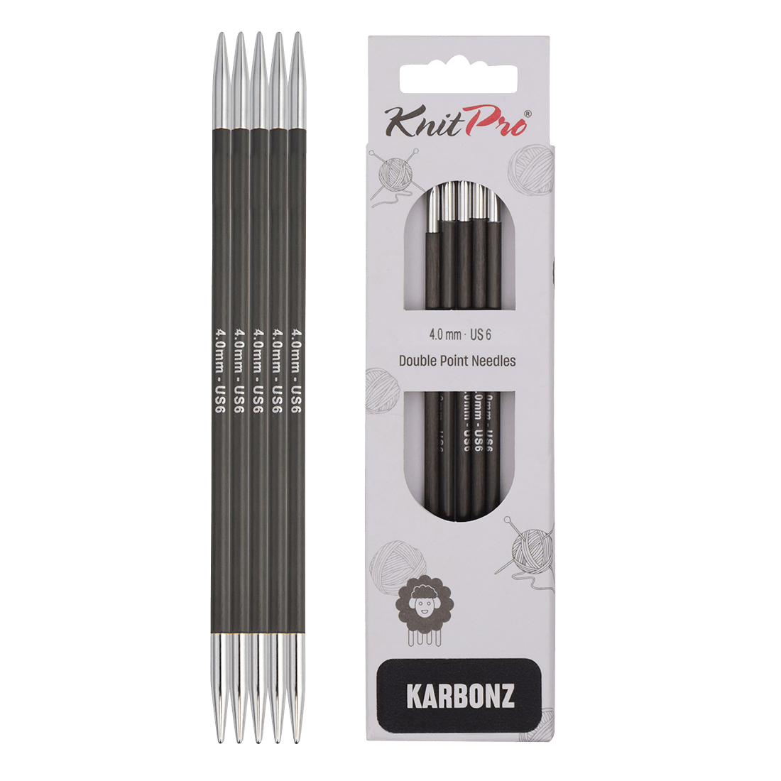 KnitPro Knitting Needles 15cm / 1.0mm KnitPro | Karbonz | Double Pointed Knitting Needles