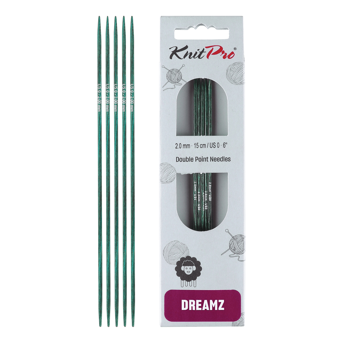 KnitPro Knitting Needles 15cm / 2.0mm KnitPro | Dreamz | Double Pointed Knitting Needles