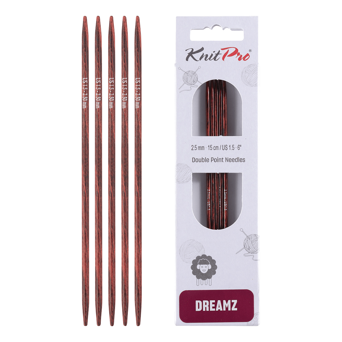 KnitPro Knitting Needles 15cm / 2.5mm KnitPro | Dreamz | Double Pointed Knitting Needles