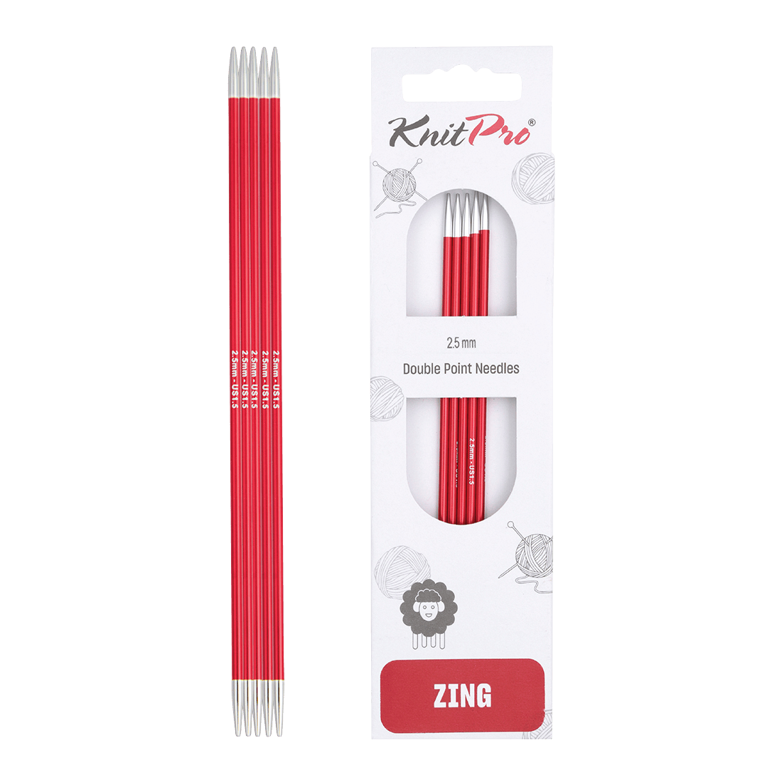 KnitPro Knitting Needles 15cm / 2.5mm KnitPro | Zing | Double Pointed Knitting Needle