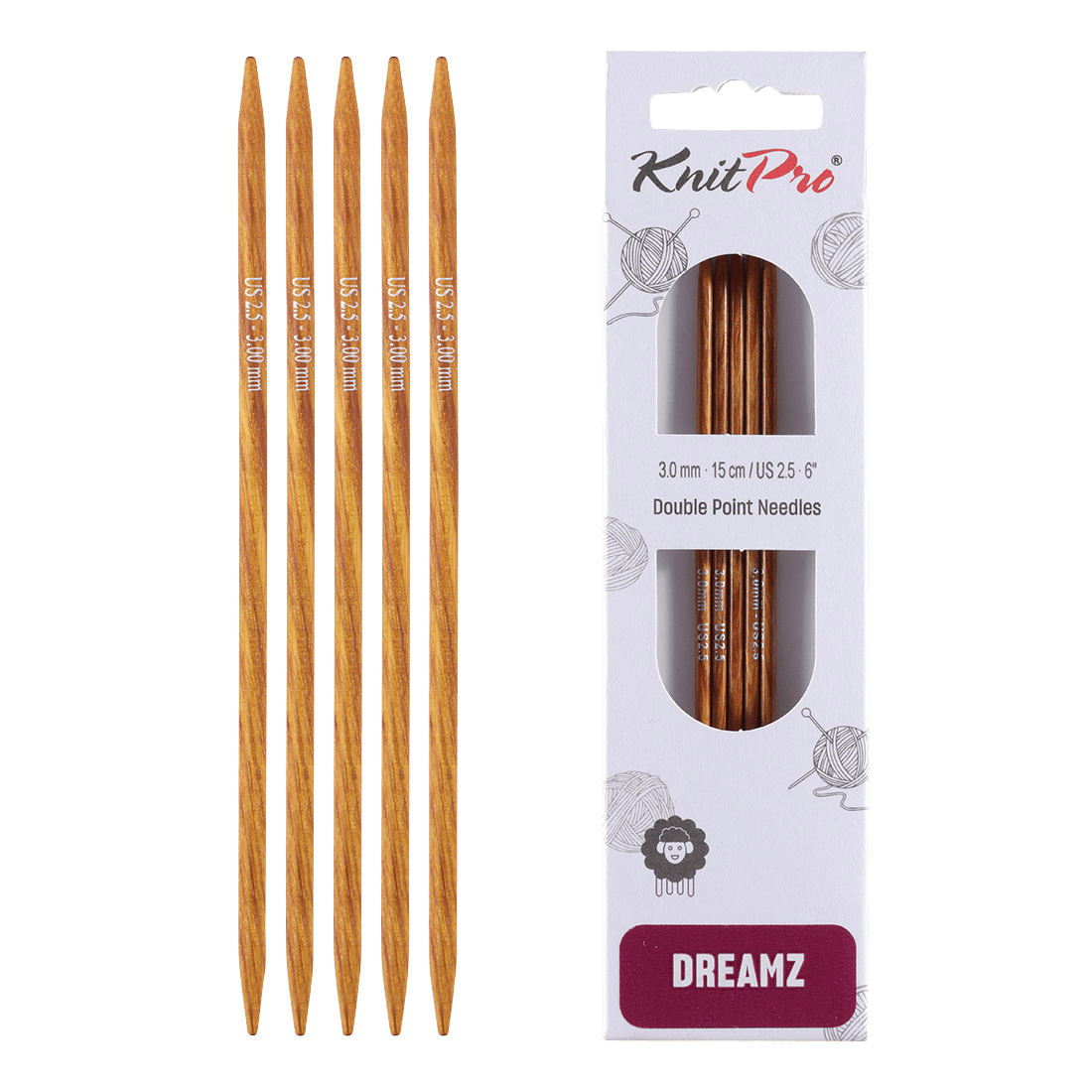 KnitPro Knitting Needles 15cm / 3.0mm KnitPro | Dreamz | Double Pointed Knitting Needles