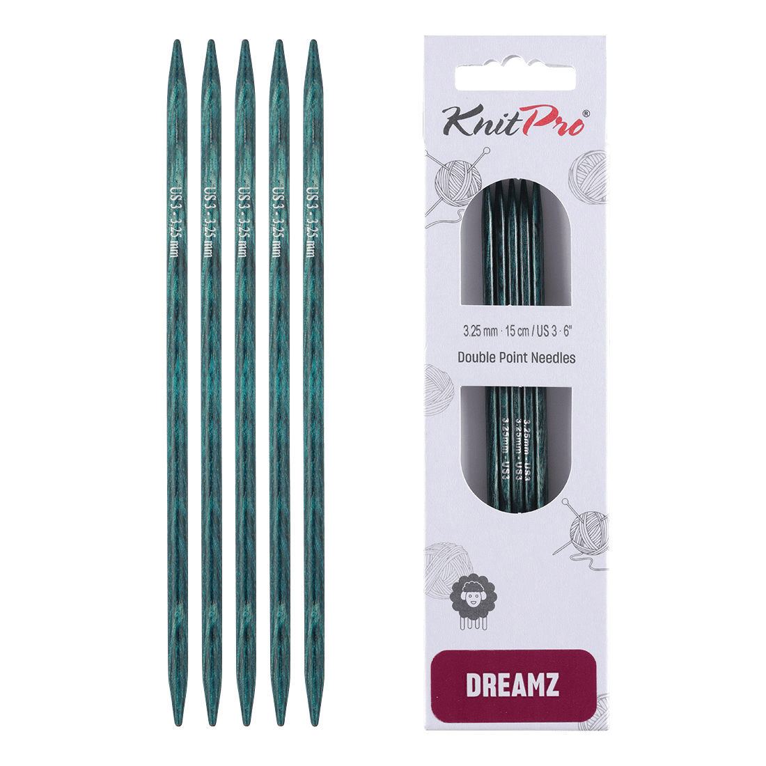 KnitPro Knitting Needles 15cm / 3.25mm KnitPro | Dreamz | Double Pointed Knitting Needles
