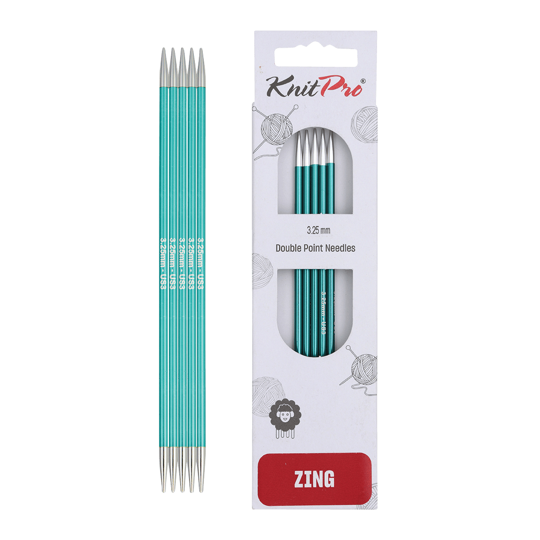 KnitPro Knitting Needles 15cm / 3.25mm KnitPro | Zing | Double Pointed Knitting Needle