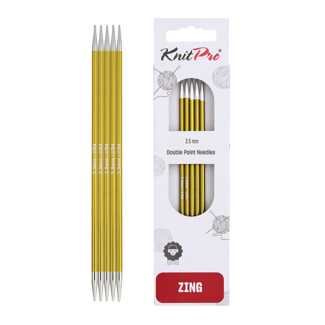 KnitPro Knitting Needles 15cm / 3.5mm KnitPro | Zing | Double Pointed Knitting Needle