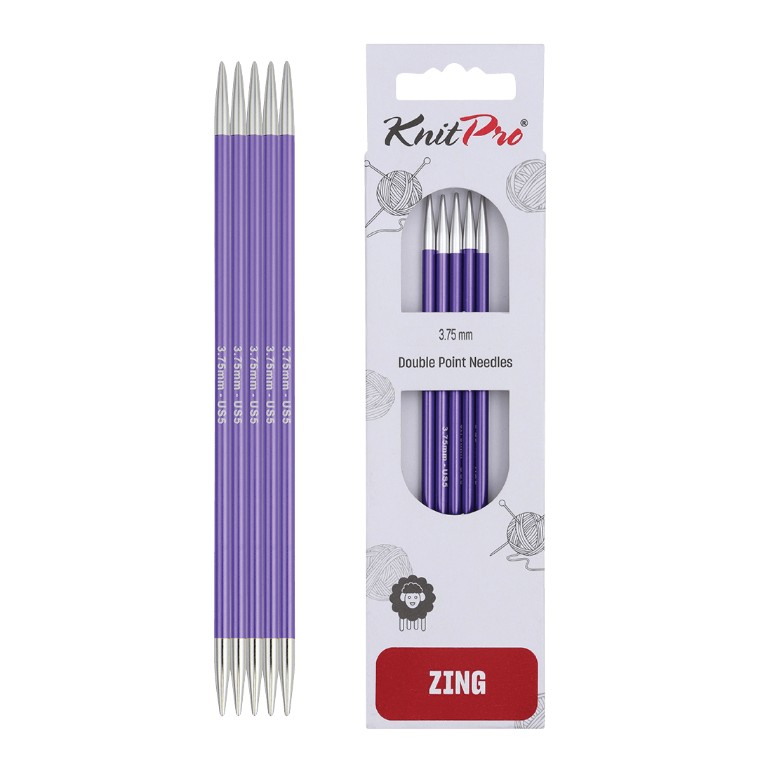 KnitPro Knitting Needles 15cm / 3.75mm KnitPro | Zing | Double Pointed Knitting Needle