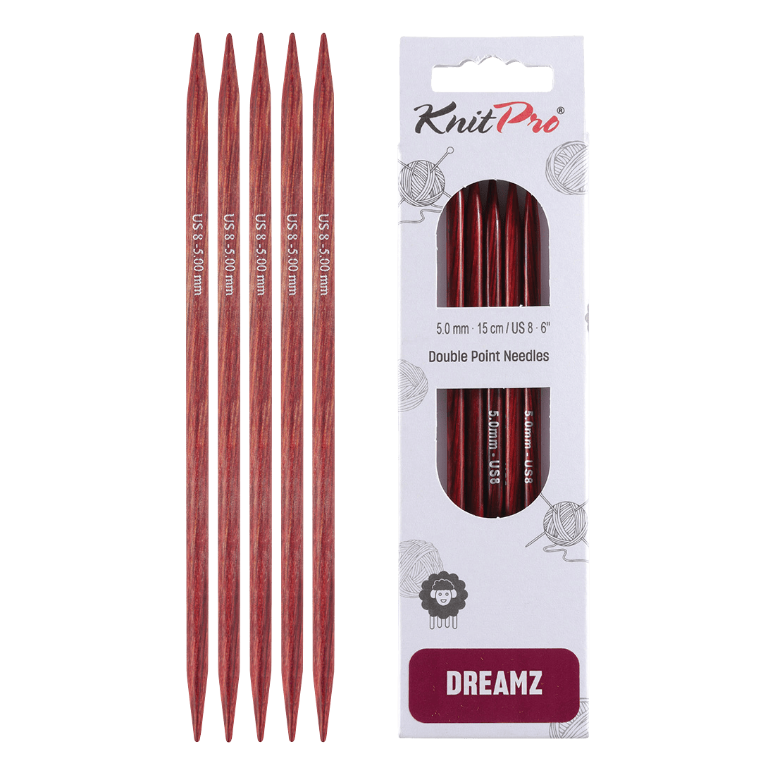 KnitPro Knitting Needles 15cm / 5.0mm KnitPro | Dreamz | Double Pointed Knitting Needles