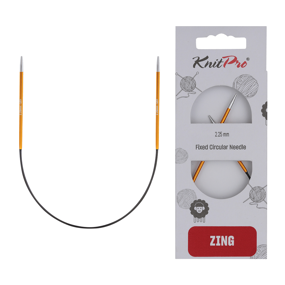 KnitPro Knitting Needles 2.25mm KnitPro | Zing | 25cm Asymmetric Fixed Circular Knitting Needles