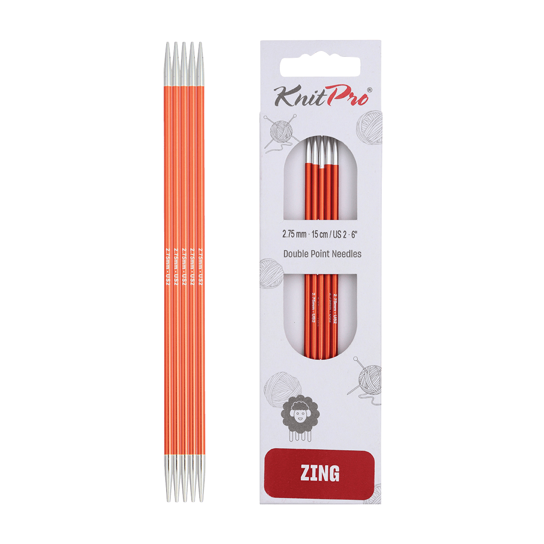 KnitPro Knitting Needles 20cm / 2.75mm KnitPro | Zing | Double Pointed Knitting Needle