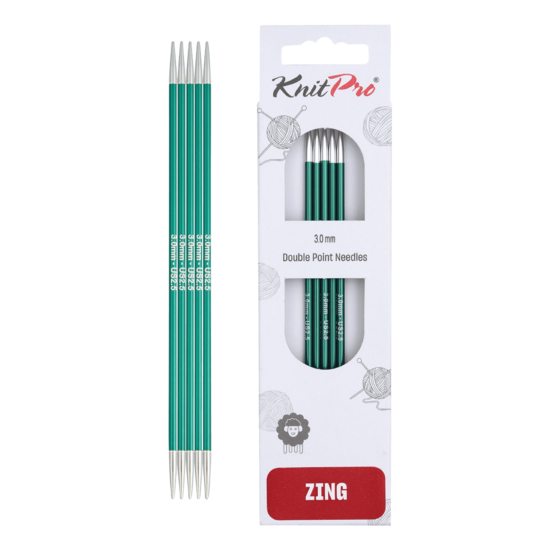 KnitPro Knitting Needles 20cm / 3.0mm KnitPro | Zing | Double Pointed Knitting Needle