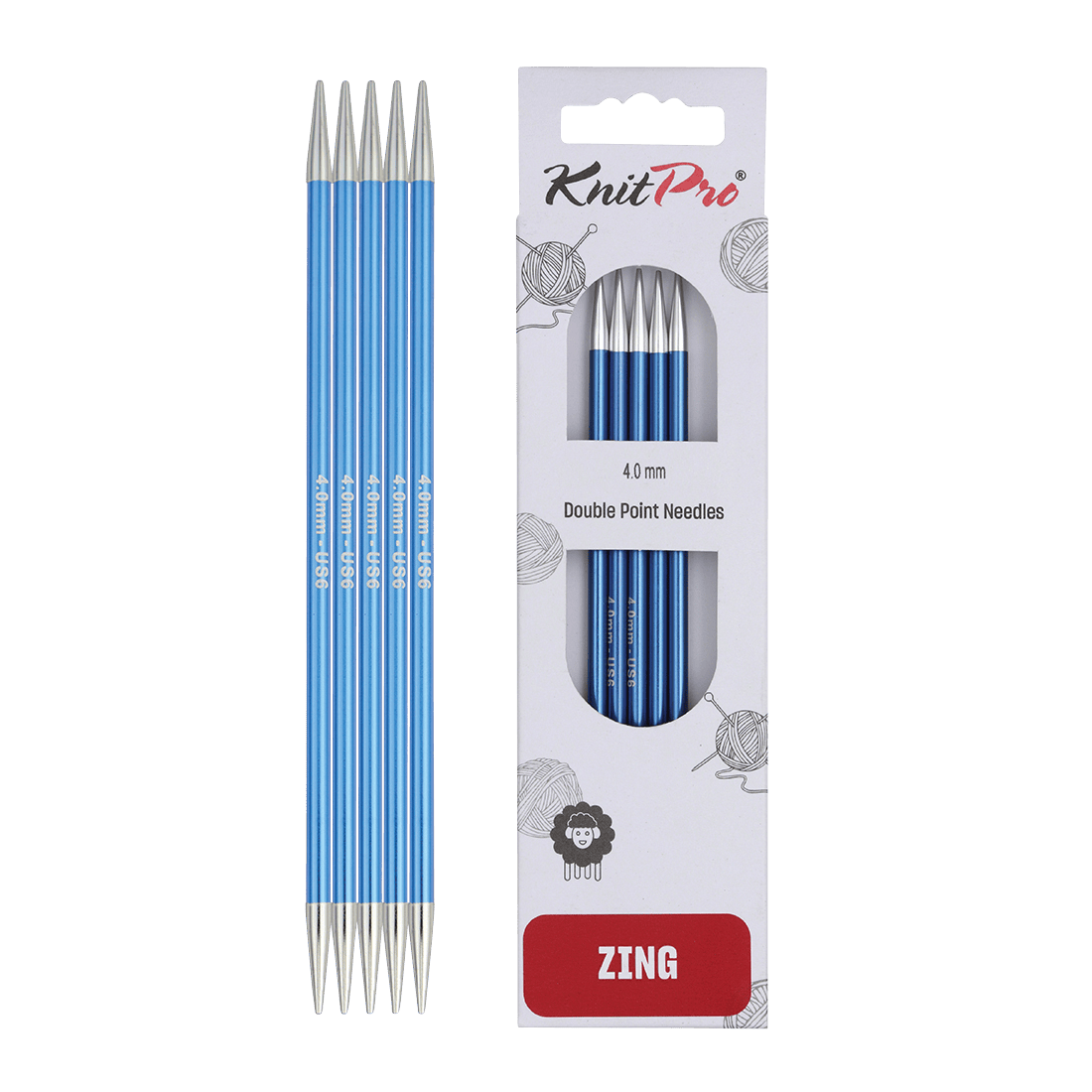 KnitPro Knitting Needles 20cm / 4.0mm KnitPro | Zing | Double Pointed Knitting Needle
