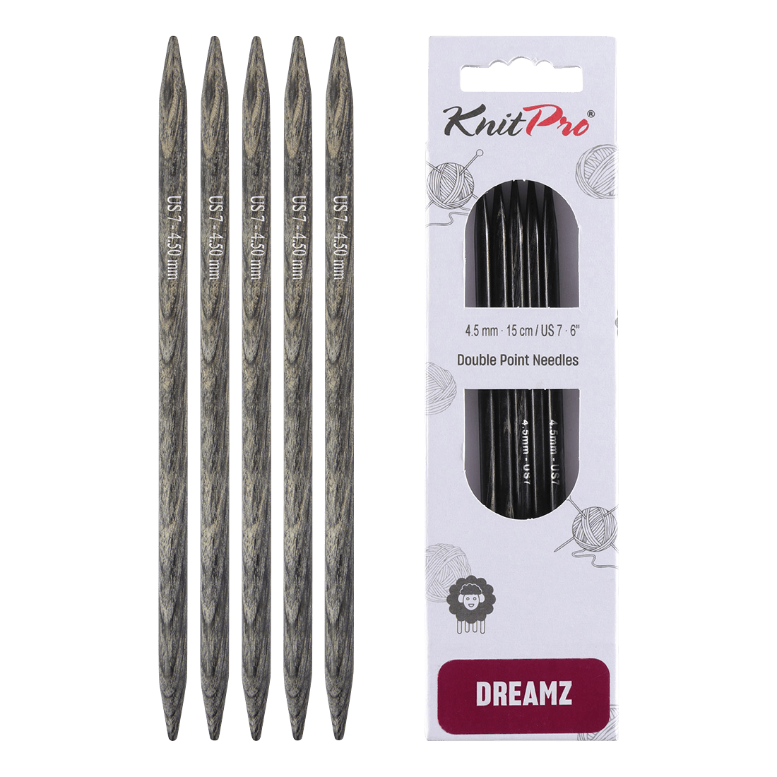 KnitPro Knitting Needles 20cm / 4.5mm KnitPro | Dreamz | Double Pointed Knitting Needles