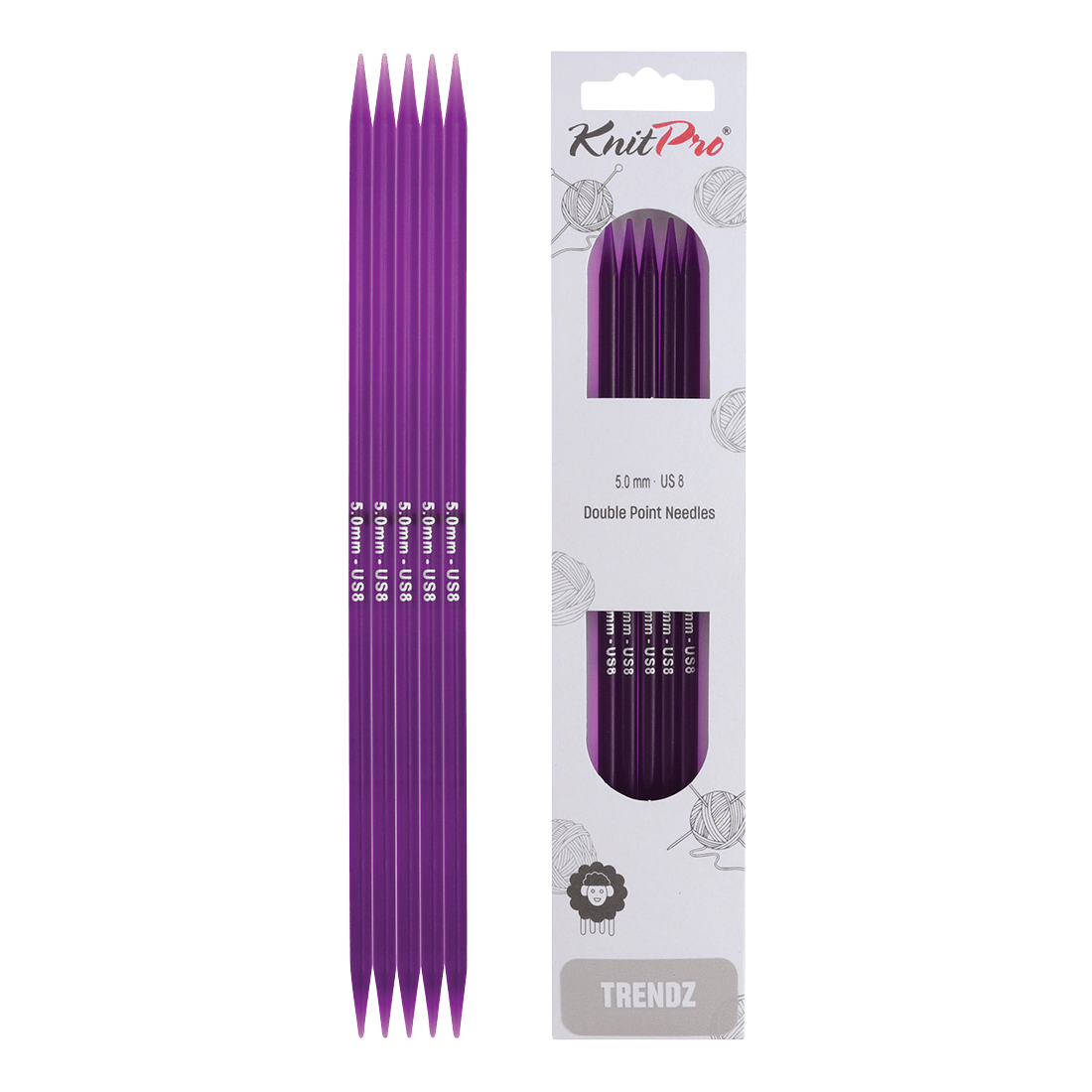 KnitPro Knitting Needles 20cm / 5.0mm KnitPro | Trendz | Double Pointed Knitting Needles
