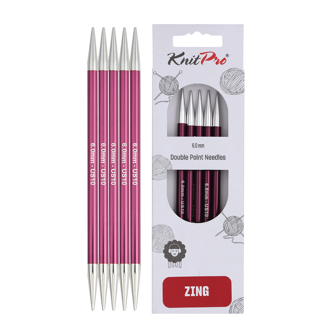 KnitPro Knitting Needles 20cm / 6.0mm KnitPro | Zing | Double Pointed Knitting Needle